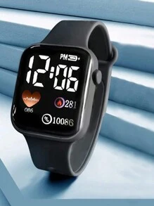 3 piezas de Reloj electrónico cuadrado para niños con temática de dibujos animados, número de amor y pulsera de reloj y collar como obsequio de joyería para niños