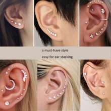 Set de 3 anillos nasales/pendientes de acero inoxidable hipoalergénico 16G con CZ transparente incrustado, rosca interna, para perforación de labio, cartílago, oreja, nariz, para mujeres y hombres, en colores rojo, azul y rosa de 3mm, 4mm y 5mm