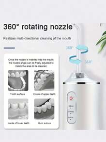 HYUNDAI Filo interdentale ricaricabile, pulitore per denti portatile e senza fili, irrigatore orale elettrico, 3 modalità, 4 ugelli, adatto per la cura orale domestica