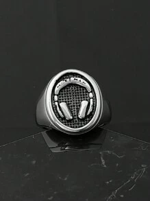 Earphone Pattern Ring Stainless Steel 316 Men's Bands Ring Biker Finger Rings Casting Crafts - Steel Ring - View 6
