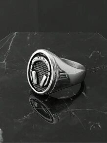 Earphone Pattern Ring Stainless Steel 316 Men's Bands Ring Biker Finger Rings Casting Crafts - Steel Ring - View 5