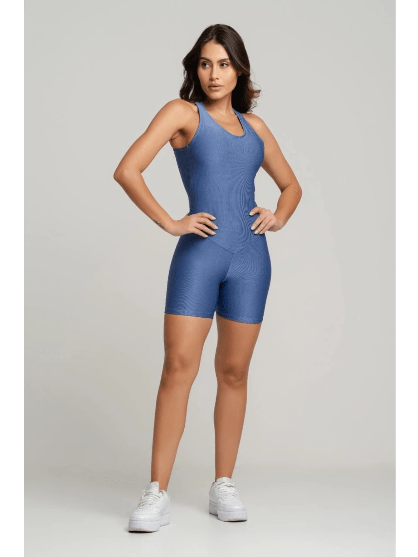 Ribbed Fitness Romper - Đi lang thang màu xanh - Xem 1