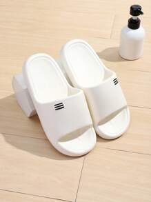 1 Pair Minimalist Stripe Pattern Beach Slides Sandals For Men, Unisex Design - White - View 3
