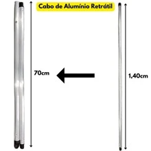 Kit 3 Units Of Aluminum Handle 1.40cm  Detachable Retractable Ribbed For Broom Squeegee Mop General Cleaning - 灰色 - 查看 2