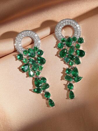 rakol 2 件奢华波西米亚风格方晶锆石水滴女式吊坠耳环，适合日常佩戴