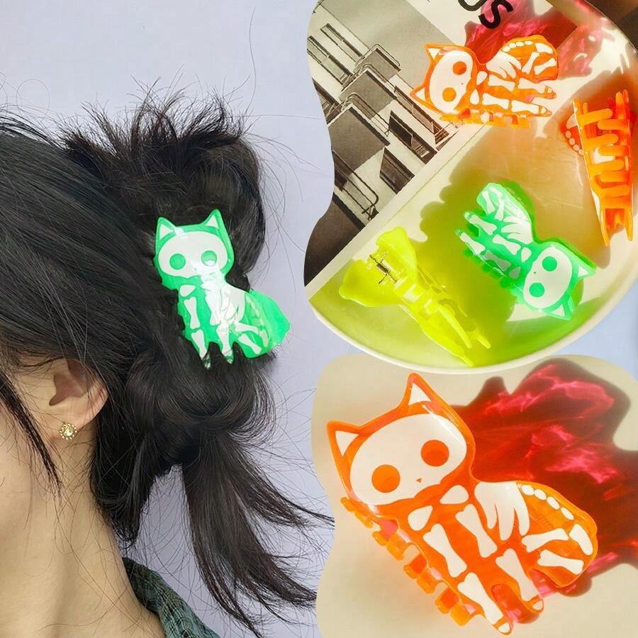 Halloween New Arrival Skull Cat Durable Simple & Cute Acrylic Hair Clip