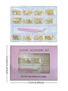 1box Nail Rivet Mix Styles Small Nail Metal Rivets Charms Gold For DIY Nails Decoration 3D Nail Rivets Studs - Gold - View 2