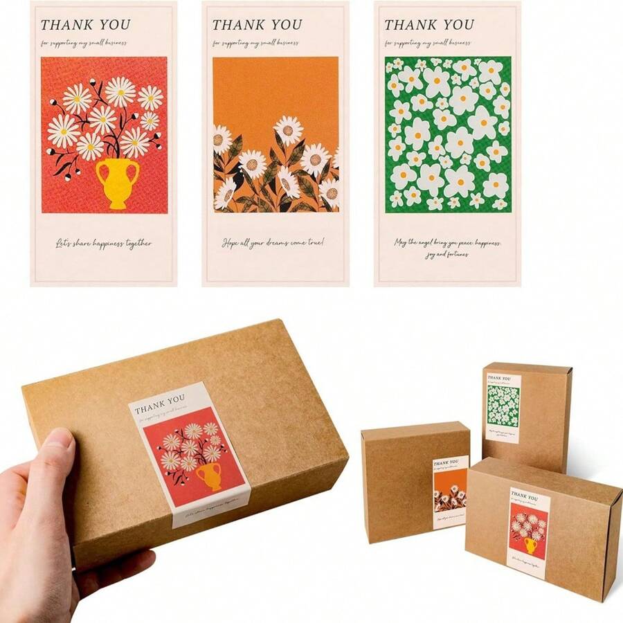 TYFYO 50pcs Flower Thank You Stickers Seal Labels For Gift Or Commodity Decor Stickers Small Business Packaging Sealing Stickers,Christmas