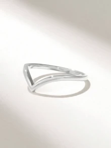 1pc Simple V-Shape Ring For Women S925 Sterling Silver Eternity Ring Glamorous Fine Jewelry Gift - Simple Mountain Ring - View 3