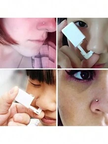 CIZME 1 pieza Pistola de perforación de nariz rosa, kit de perforación de nariz, pistola de perforación de nariz desechable con autoperforación y herramientas de perforación, unidad de perforación para pistola de autoperforación de nariz - Pistola perforante rosa - Ver 3