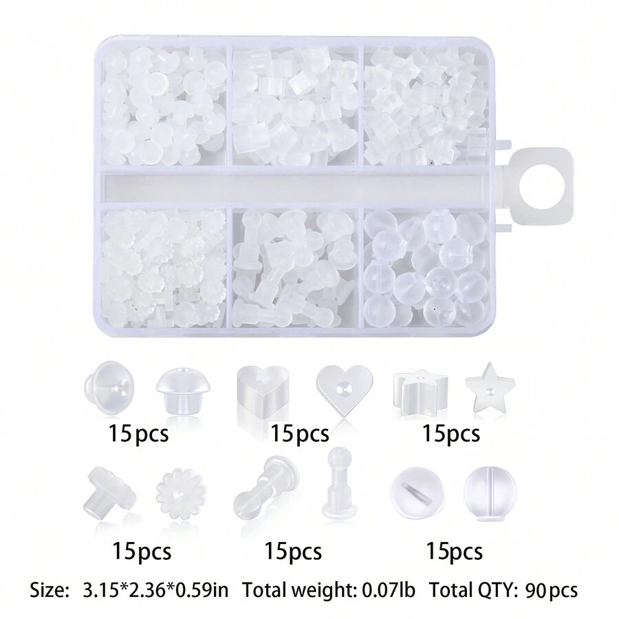 Nút tai an toàn không gây dị ứng, Nút tai silicon đa năng với nhiều mặt sau bông tai kết hợp khác nhau, Quà tặng sinh nhật - Trong sáng - Xem 1