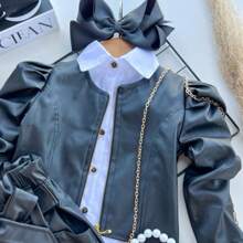 Children's Set 2 Pieces, Shorts And Blogueirinha Leather Jacket - 黑色 - 查看 2