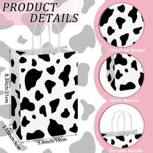 8/12 piezas Bolsas de regalo con estampado de vaca, bolsas de tela de papel reutilizables con asas, para fiestas, paquetes de dulces y aperitivos con temática de vaca, suministros para fiestas de cumpleaños