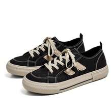 低帮硫化休闲时尚帆布鞋，舒适百搭，适合男士 - 黑色 - 查看 1