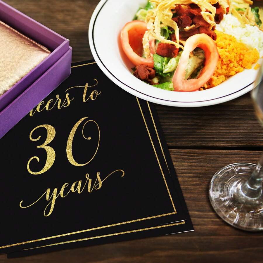 Birthday Party Supplies Cocktail Napkins, Disposable Black Gold Party Paper Napkins,  Anniversary Birthday Beverage Napkins For Birthday Party Decorations - Black Gold - View 1
