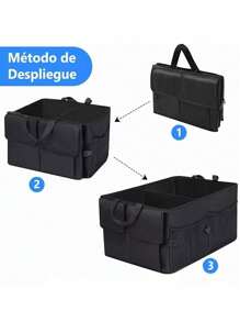 Organizador De Cajuela Plegable Ligero Impermeable Automóvil , Organizador Cajuela Maletero Plegable,Contenedor Plegable para Coche con Múltiples Compartimentos Exteriores e Interiores, Cuenta con Espacio para Botellas - Negro - Ver 3