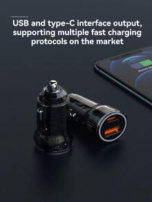 1 个 48W 汽车点烟器充电器，透明 PC 材质，氛围灯设计，USB 18W 超级快速充电，PD 30W 快速充电，迷你车载充电器 - 彩色 - 查看 6