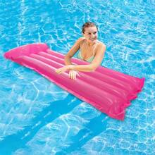 1pc Inflatable Adult Swimming Float Mattress, Simple PVC Inflatable Floating Lounger, Beach Essentials, Beach Accessories, Pool Float - Hot Pink - View 3