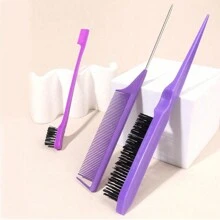 1 套 3 件套发型梳和刷子发刷 - 黑色 - 查看 13
