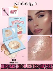 Misslyn 三色高光粉饼，高显色度，珠光光泽，质地柔滑，打造自然光泽，提亮肤色，轻盈不油腻，附赠粉刷，纯素配方，无动物实验 - 4 SUGAR RUSH - 查看 1