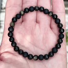1 set di braccialetti tripla protezione: Berillo nero, Ossidiana dorata, Agata nera, Braccialetti in cristallo per stabilità ed equilibrio emotivo