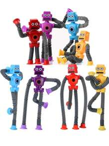 8pcs Retractable Suction Cup Alien Robot Toys, Novelty Suction Cup Toys, Fun Stress Relief Toys, Sensory Toys, Educational Sensory Toys, Great For Party Favors - Multicolor - View 10