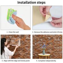 FXLTSBL Wall Panels Self-Adhesive 10 Pieces 3D 35 X 35 Cm Brick Wallpaper Stone Look Wall Sticker Waterproof Wall Wallpaper For Kitchen Bedroom Bathroom Living Room - 咖啡棕 - 查看 4