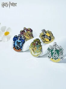 WB 官方授权霍格沃茨学校收藏豪华锡合金翻领别针新奇配饰银珐琅金属适合爸爸妈妈祖母父亲老师姐妹兄弟朋友趣味生日礼物 - 黑色 - 查看 2