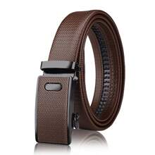 1 stuk heren casual leren riem met metalen automatische gesp, luxe merk zakelijke werkriem zomer, school