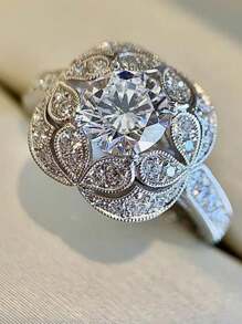 1pc Minimalist & Unique Design Engagement/Wedding Ring, Suitable For Daily Wear For Women - Silver - View 1