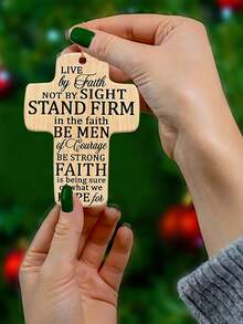 1 件，8cmx8cm 棕色字母十字设计亚克力吊坠配金链，励志装饰礼物，创意小礼物，节日配饰和派对用品，送给朋友的万圣节生日礼物 - 彩色 - 查看 4