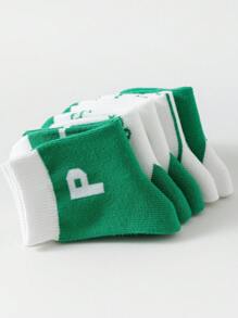 5pairs Children Seamless Socks, Striped & Letter Print, Mesh, For Boys, Spring & Summer, (1-2),(2-3),(3-8)Years - Multicolor - View 7