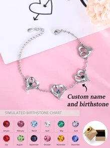 Individuelle Schmuckstücke, Edelstein Armband, individualisierter Geburtsstein und Name, Wähle Edelsteinfarbe für Geburtstage von Frauen/Jahrestag/Valentinstag/Abschlussgeschenke