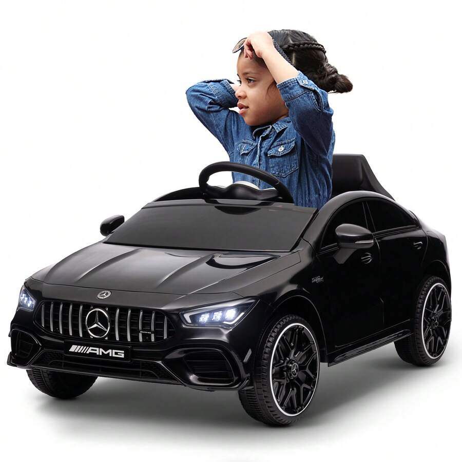 12V Kids Ride On Car Mercedes-Benz AMG 4WD Electric Car For Kids 7AH Big Battery Powered Toy Car With 2.4G Remote Control, Swing Function, 4-Wheel Suspension, Music - 黑色 - 查看 1