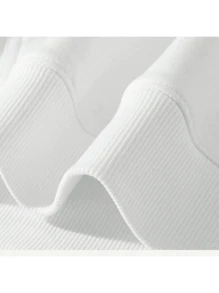 Suéter de capucha de colores sólidos - Blanco - Ver 4