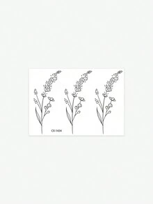 1 件可水洗临时纹身贴，带野草图案，适合手臂 - 黑色 - 查看 4