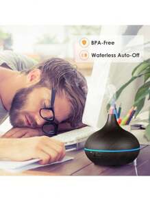 Difusor De Aroma Eléctrico De 550ml + 12Aceites Esenciales - Negro - Ver 5