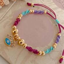 Colombia Handmade Braided Rope Colorful Friendship Bracelet With Beads And Evil Eye Charm, Jewelry For Spring/Summer - Multicolor - View 2