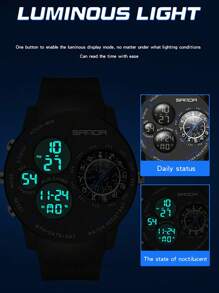 SANDA New Arrival Fashion Cool Men's Watches Outdoor Sports Running Fishing Hiking Camping Electronic Wristwatch Constellation Dial Design Military Multifunctional Waterproof Wristwatch Calendar Week Alarm Clock 12/24 Hour Stopwatch For Christmas Birthday Halloween Thanksgiving Gifts