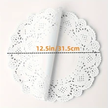 100PCS White Disposable Lace Paper Doilies For Tables, Assorted Size  Modern Decorative Paper Placemats Bulk Add Elegance To Crafts, Coffee, Cake, Dessert-Round Oval - White - View 17