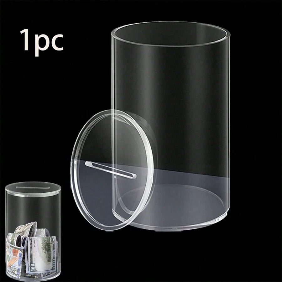 1PC 亚克力透明存钱罐，可存放和可拆卸存钱罐，透明存钱罐透明存钱罐带盖 - 透明 - 查看 1