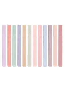12/6pcs Morandi Aesthetic Square Highlighters Pens, Mild Soft Chisel Tip Marker Pen Pastel Highlighters No Bleed, Quick Dry For Journaling Note Taking School Stationery Supplies Back To School