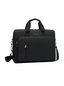 1pc Fashion Nylon Laptop Sleeve Bag For Men, Square Crossbody Messenger Bag, Water-Resistant Large Capacity, 15.6 Inch, For Work, Business, Travel Briefcase Students School Supplies Document Multi-Functional Outdoor Portable Dad Gifts Boyfriend Gifts Clutch Handbags Vacation Funny Gifts Laptop Case Chest Bag Side Bags Satchel Bag Leather Bag Hobo Bag Hip Bag Black Bag Travel Essentials Holiday Essentials Laptop Bag Summer Summer Bag Spring Break Bag Pack Laptop Bags - Black - View 4