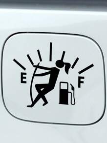 1pc Fuel Tank Cap Sticker Fuel Level Low Funny Reflective Vinyl Car Sticker Expressing Overfueling