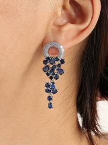rakol 2 件奢华波西米亚风格方晶锆石水滴女式吊坠耳环，适合日常佩戴 - 耳環 - 查看 4