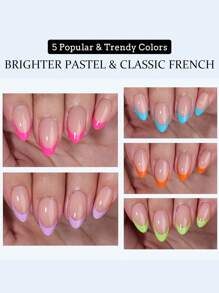 150 Stück mittelgroße mandelförmige französische Gel-Kunstnägel, matte französische Kunstnägel, weiche Gel-Kunstnägel. Diese Kunstnägel sind in 15 Größen für DIY-Nagelkunst erhältlich, geeignet für Frauen und den Nagelsalon. Aufklebe-Nägel, Nagelbedarf