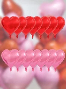 14 个 18 英寸红色和粉色心形铝箔气球适用于婚礼新娘生日派对装饰 - 彩色 - 查看 3
