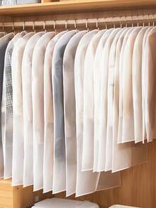 1 件半透明衣服防尘罩现代防尘布单衣袋西装罩收纳袋衣柜防尘罩大衣透明衣服罩服装防尘袋带拉链家用加厚拉链西装罩防水衣服罩 - 白色 - 查看 4