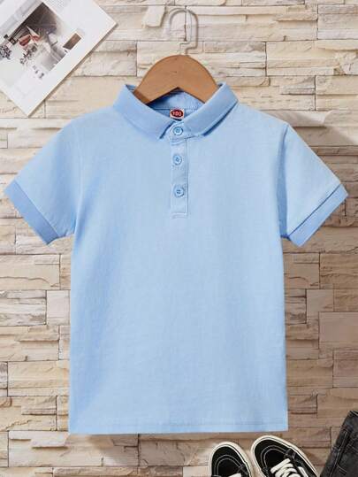 Kids' Short Sleeve Solid Color T-Shirt, Fashion Casual Polo Shirt For Boys And Girls, School Style Polo Shirt, Slim Fit Design And Stretchy Fabric, Suitable For Slim Kids To Highlight Look, Recommend Ordering One Size Up For Slightly Kids For More Relaxed And Comfortable Fit, Ideal For Casual Outings And Gatherings