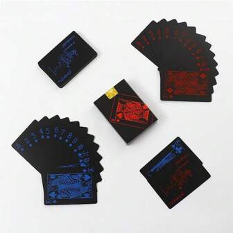 Black Playing Poker Cards Waterproof PVC Playing Cards With Box For Party, Game, Cardistry, Magic Trick,Playing Cards,Games,Card Games,Card,Board Games,Poker Chips